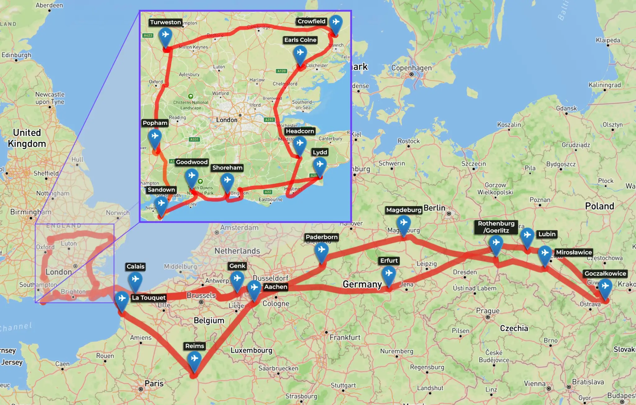 England Trip Route